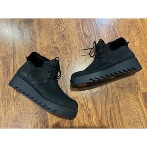 Eileen Fisher Women’s Kenille Sport Suede/Shearling Wedge Boot Black Sz 8.5 NWOB